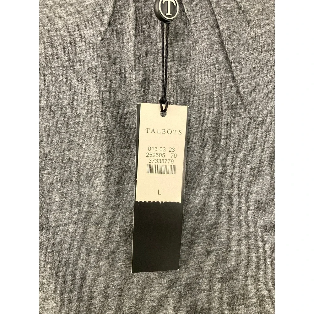 New Talbots Mock Neck‎ Top Large Gray Long Sleeve Cotton Blend Minimalist